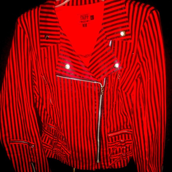 Tripp nyc Jackets & Blazers - RARE Tripp NYC pinstriped moto jacket punk clash